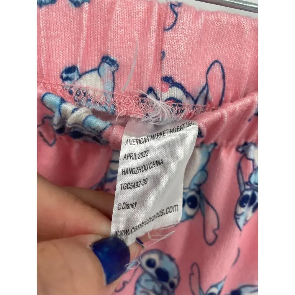 Stitch Pink Pajama Pants Jogger Disney Cozy Pjs size 8